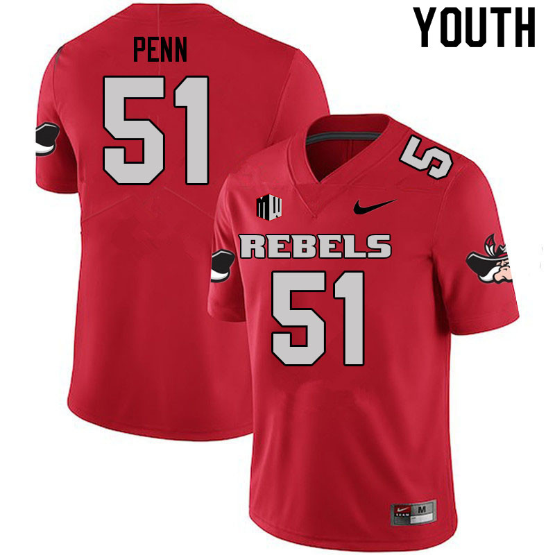 Youth #51 Valen Penn UNLV Rebels College Football Jerseys Sale-Scarlet - Click Image to Close
